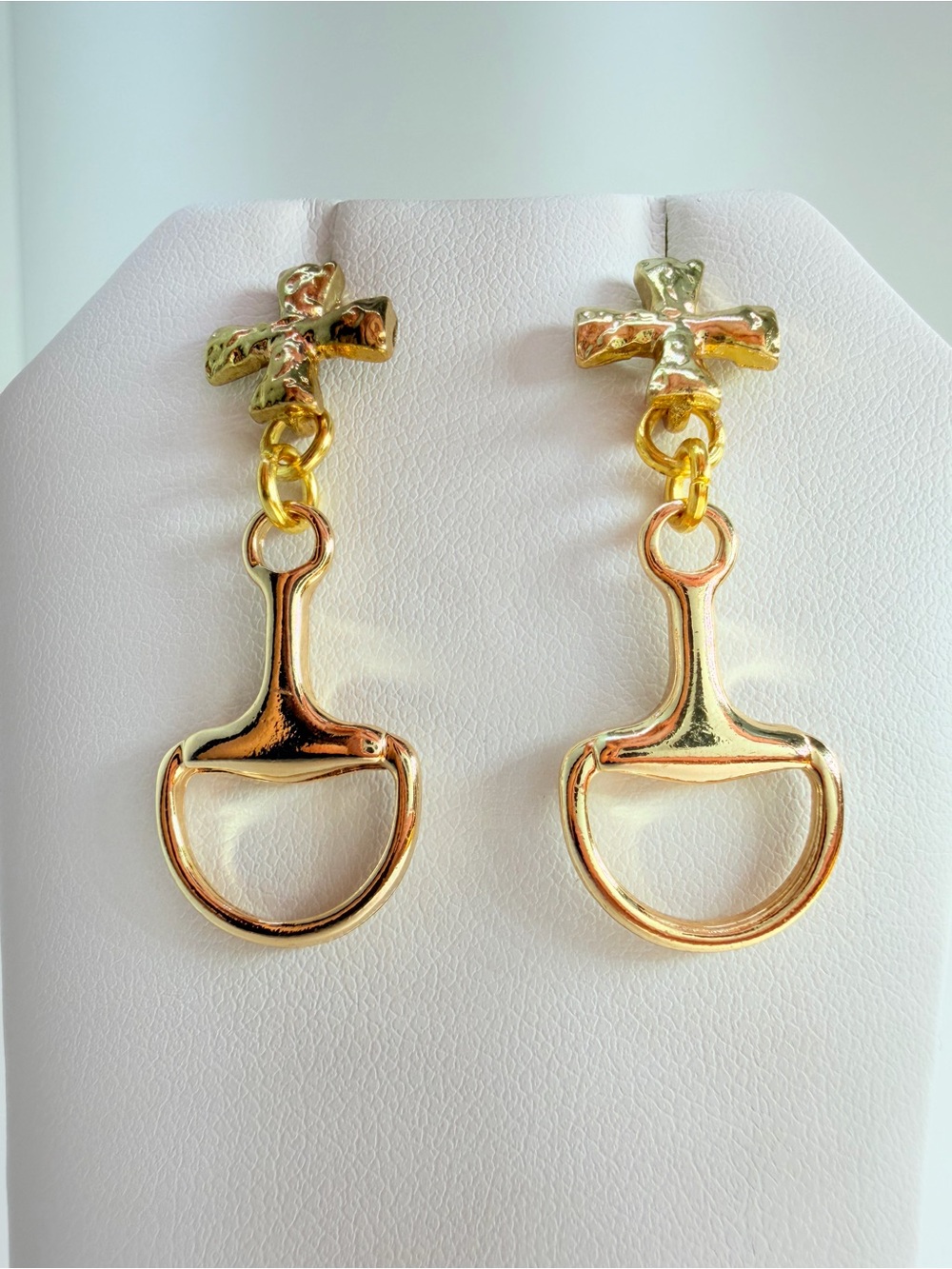 Gold Dangle Horsebit Earrings - Women Jewelry